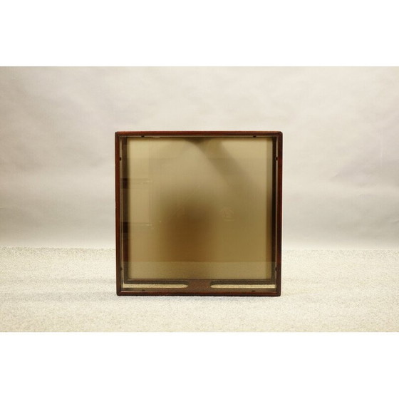 Image 1 of Vintage coffee table in mahogany wood and glass, Germany 1970