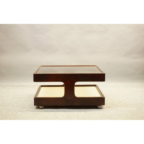 Image 1 of Vintage coffee table in mahogany wood and glass, Germany 1970