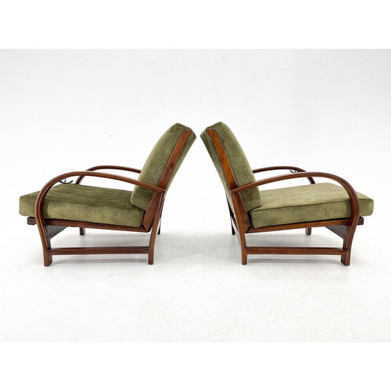 Image 1 of Pair of vintage Art Deco adjustable wooden armchairs, 1930s