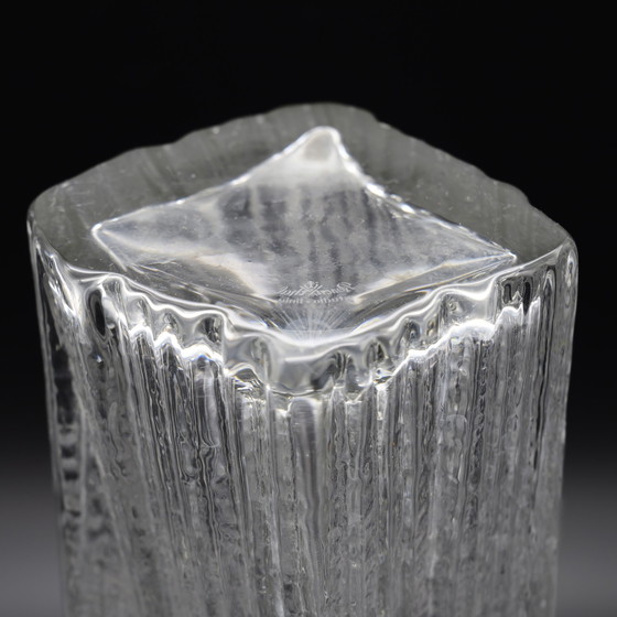 Image 1 of Rosenthal Martin Freyer Brutalist Arktis Glass Vase DUO "Glasstruktur" 33cm+41cm