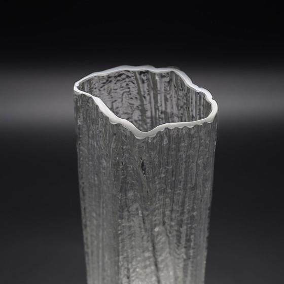 Image 1 of Rosenthal Martin Freyer Brutalist Arktis Glass Vase DUO "Glasstruktur" 33cm+41cm