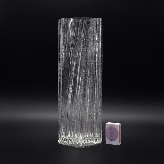 Image 1 of Rosenthal Martin Freyer Brutalist Arktis Glass Vase DUO "Glasstruktur" 33cm+41cm