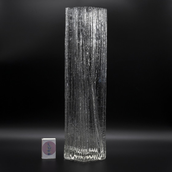 Image 1 of Rosenthal Martin Freyer Brutalist Arktis Glass Vase DUO "Glasstruktur" 33cm+41cm