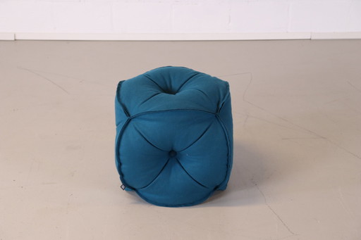 Rolf Benz 953 Pouf Blue wool fabric Beanbag footstool