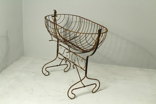 Vintage Steel Bars Baby Cradle, 19Th Century
