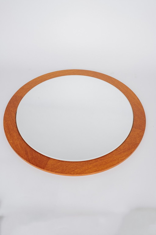 Round Teak Veneer Xl Mirror