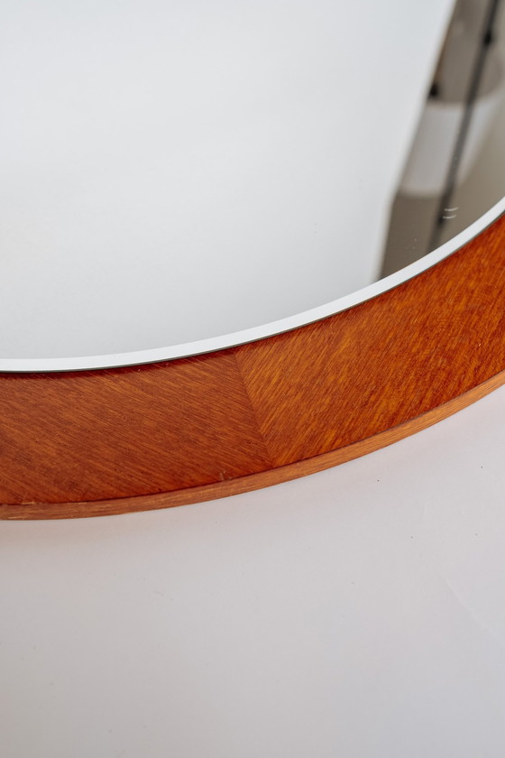 Image 1 of Round Teak Veneer Xl Mirror