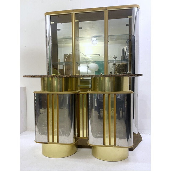 Image 1 of Vintage metal bar with mirror, Italy 1970
