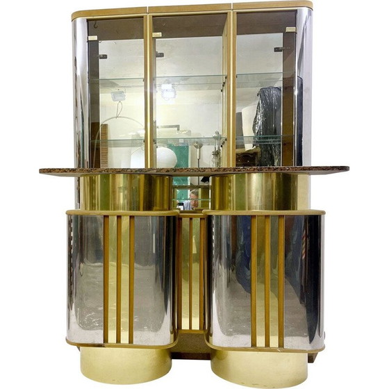 Image 1 of Vintage metal bar with mirror, Italy 1970
