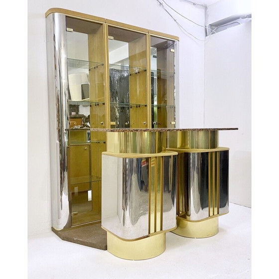 Image 1 of Vintage metal bar with mirror, Italy 1970