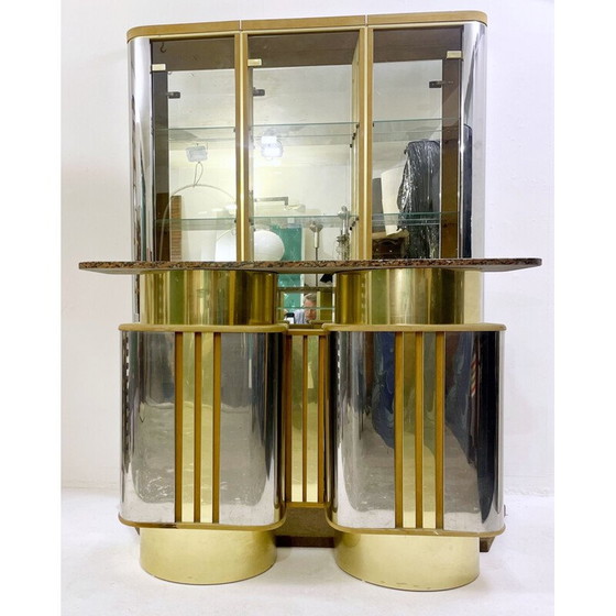 Image 1 of Vintage metal bar with mirror, Italy 1970