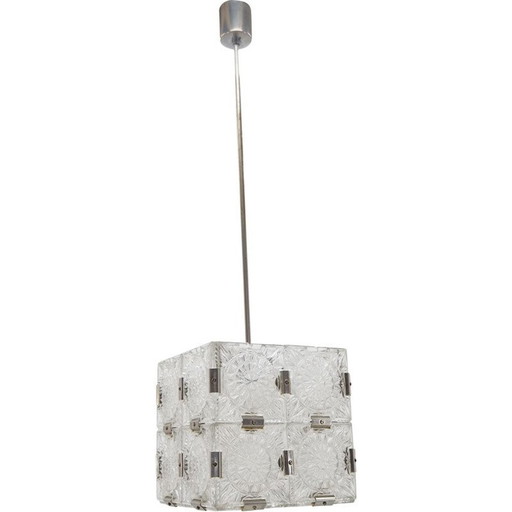 Vintage cubic glass chandelier by Kamenický Šenov, Czechoslovakia 1960