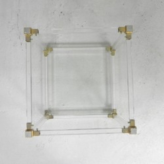 Image 1 of Hollywood Regency coffee table - plexiglass, glass, brass - 1970s