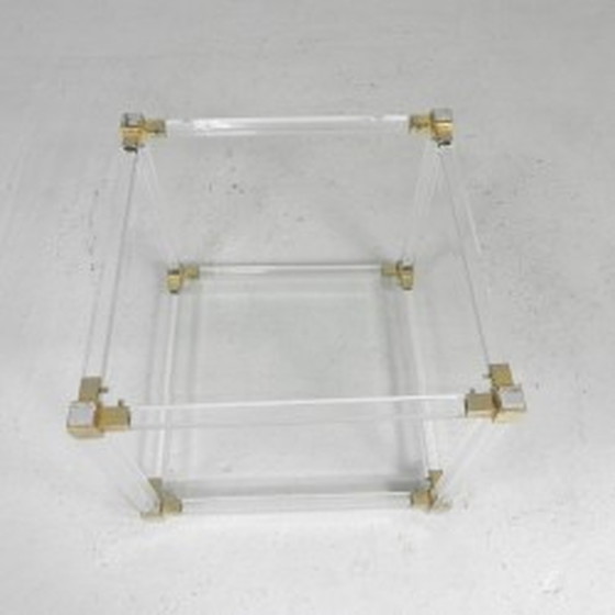 Image 1 of Hollywood Regency coffee table - plexiglass, glass, brass - 1970s