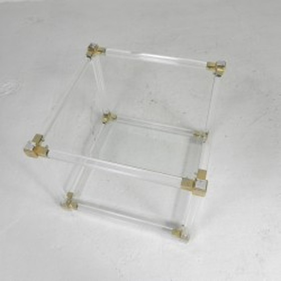 Image 1 of Hollywood Regency coffee table - plexiglass, glass, brass - 1970s