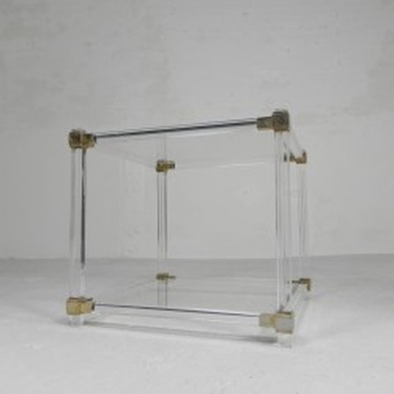 Image 1 of Hollywood Regency coffee table - plexiglass, glass, brass - 1970s