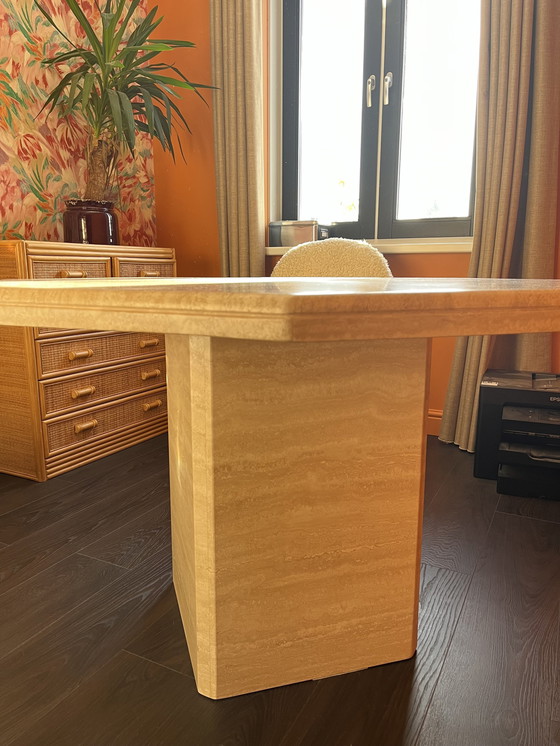 Image 1 of Travertine Dining Table 120 Dia X 75