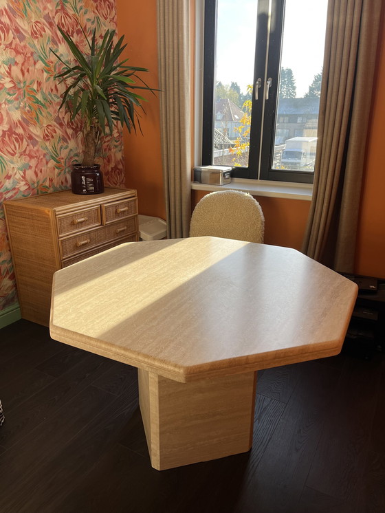 Image 1 of Travertine Dining Table 120 Dia X 75