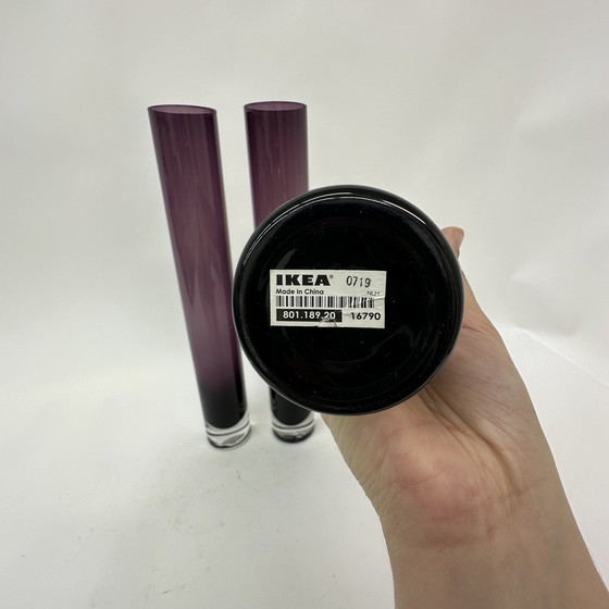 Image 1 of Set di 3 vasi vintage Ikea in vetro viola 