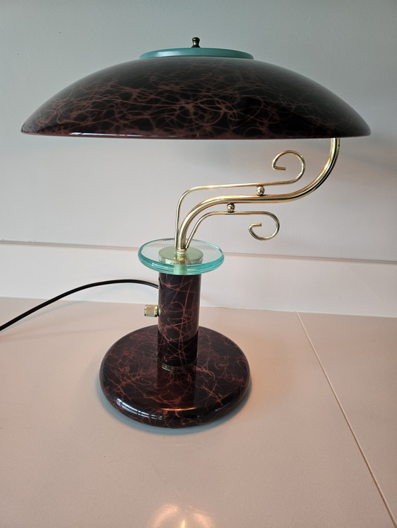 Image 1 of Vintage Banker's Lamp Mushroom Dome Tortoise Artdeco '80s