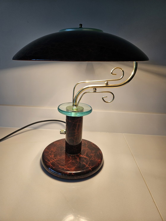 Image 1 of Vintage Banker's Lamp Mushroom Dome Tortoise Artdeco '80s