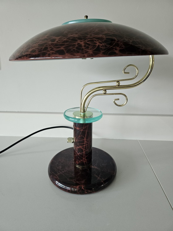 Image 1 of Vintage Banker's Lamp Mushroom Dome Tortoise Artdeco '80s