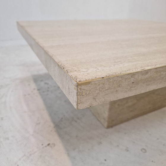 Image 1 of Vintage square travertine coffee table, Italy 1980
