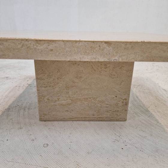 Image 1 of Vintage square travertine coffee table, Italy 1980
