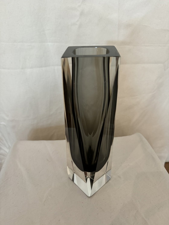 Image 1 of Murano Sommerso Vase In Smokey Grey