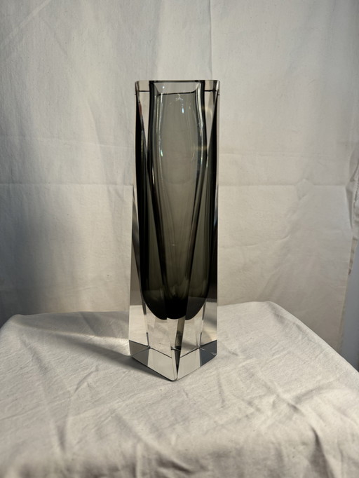 Murano Sommerso Vase In Smokey Grey