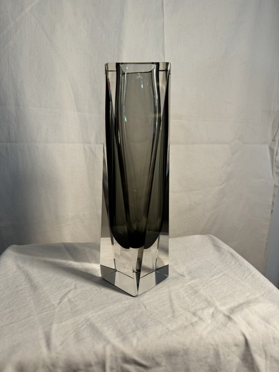 Image 1 of Murano Sommerso Vase In Smokey Grey