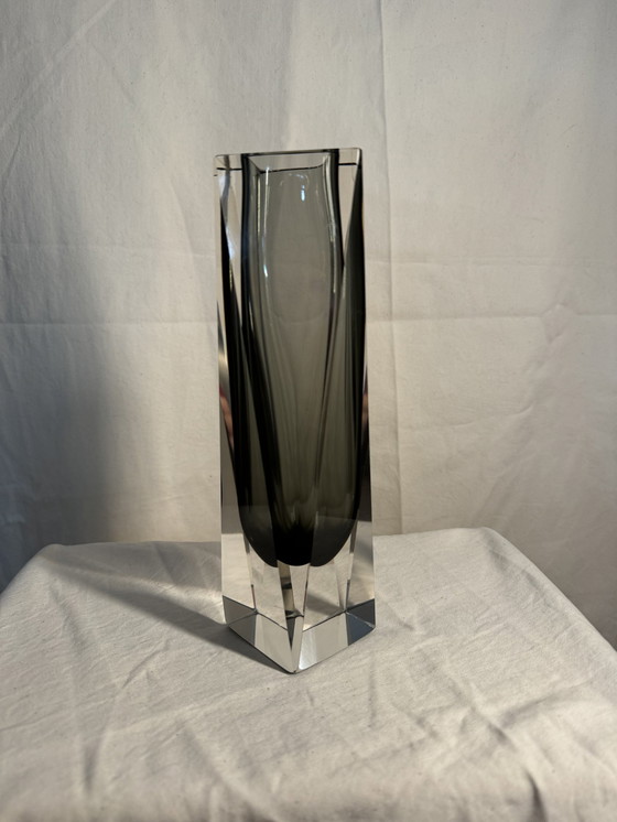 Image 1 of Murano Sommerso Vase In Smokey Grey