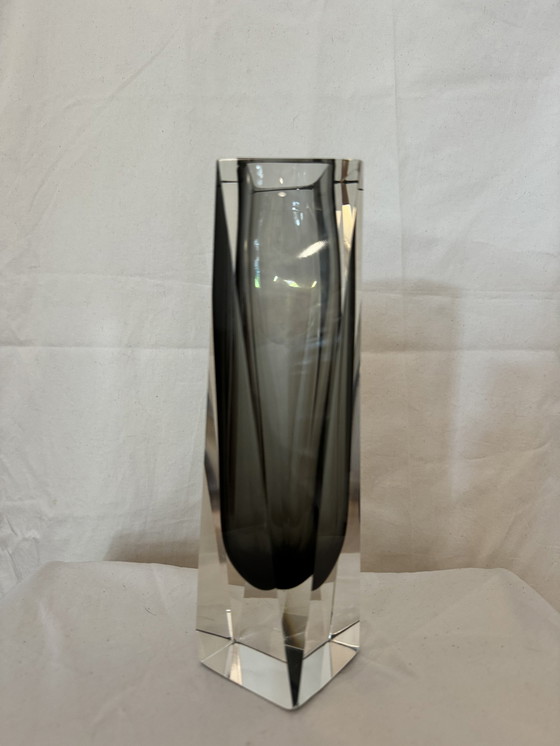 Image 1 of Murano Sommerso Vase In Smokey Grey