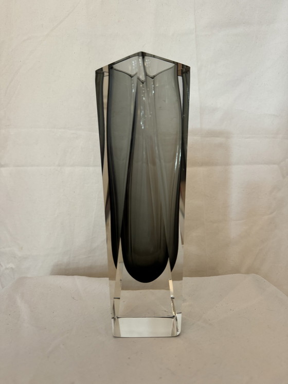 Image 1 of Murano Sommerso Vase In Smokey Grey