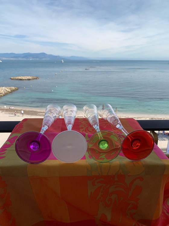 Image 1 of 4X Leonardo Colored Champagne Flûtes With Spiral Motif