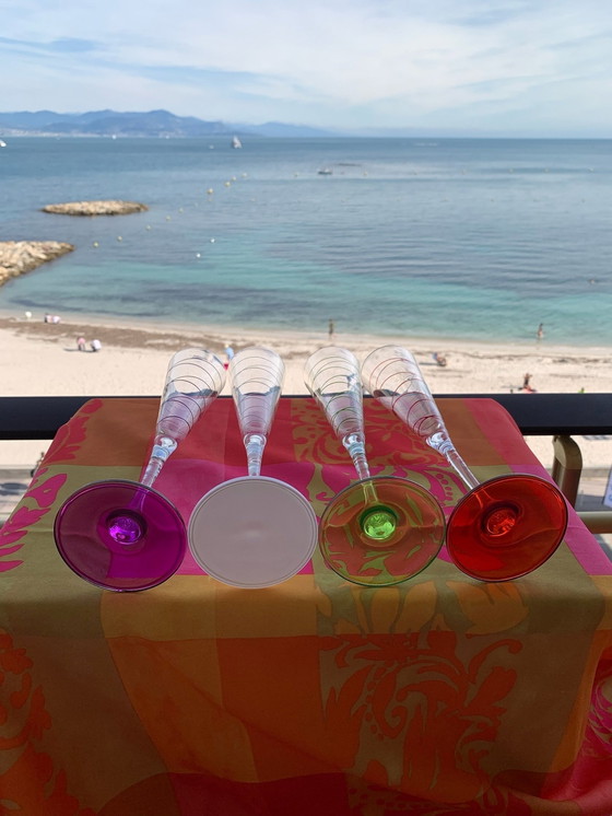 Image 1 of 4X Leonardo Colored Champagne Flûtes With Spiral Motif