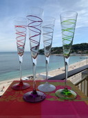4X Leonardo Colored Champagne Flûtes With Spiral Motif