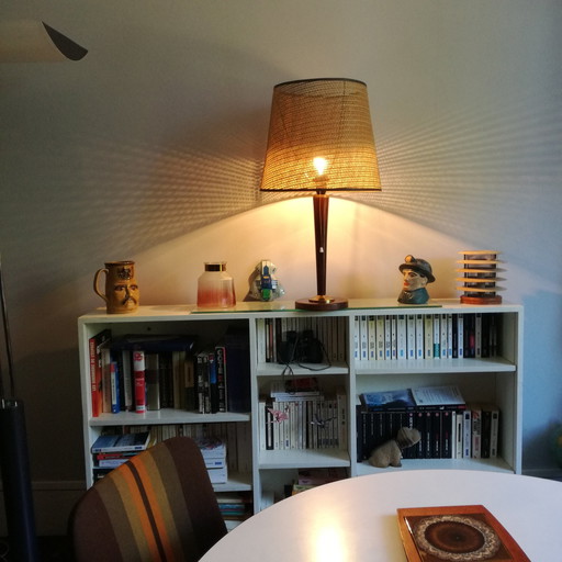 Midcentury modern lamp in mahogany