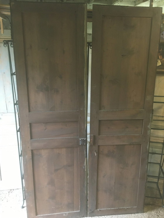 Image 1 of Antique pine double cupboard doors