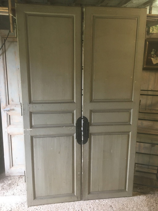 Antique pine double cupboard doors