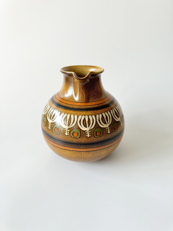 Image 1 of Vintage Kmk Manual Copper Mill Jug With Handle, Ceramic, 1970s, West Germany, Wgp, Studio Ceramics, Retro, Mid - Century