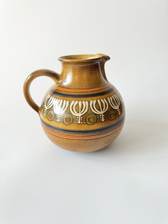 Image 1 of Vintage Kmk Manual Copper Mill Jug With Handle, Ceramic, 1970s, West Germany, Wgp, Studio Ceramics, Retro, Mid - Century