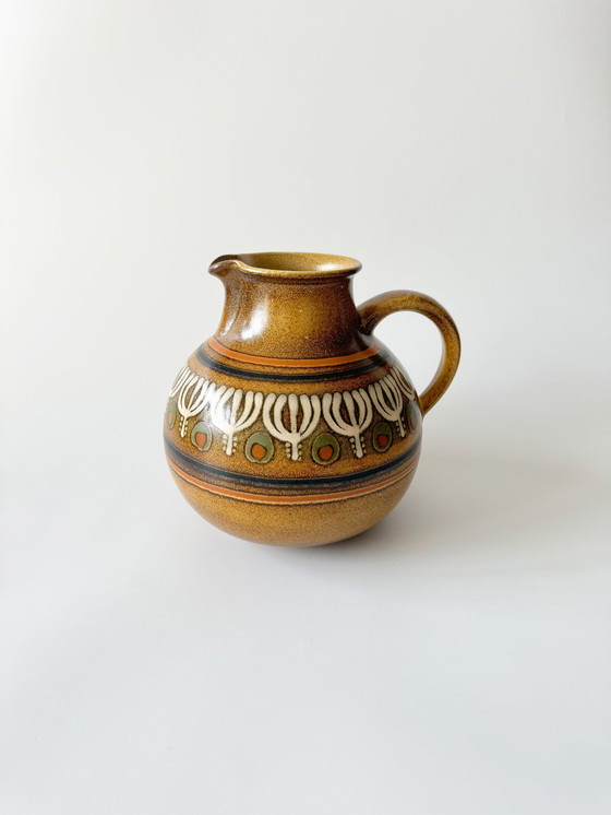 Image 1 of Vintage Kmk Manual Copper Mill Jug With Handle, Ceramic, 1970s, West Germany, Wgp, Studio Ceramics, Retro, Mid - Century