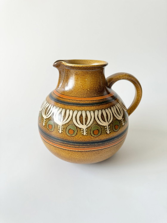 Image 1 of Vintage Kmk Manual Copper Mill Jug With Handle, Ceramic, 1970s, West Germany, Wgp, Studio Ceramics, Retro, Mid - Century