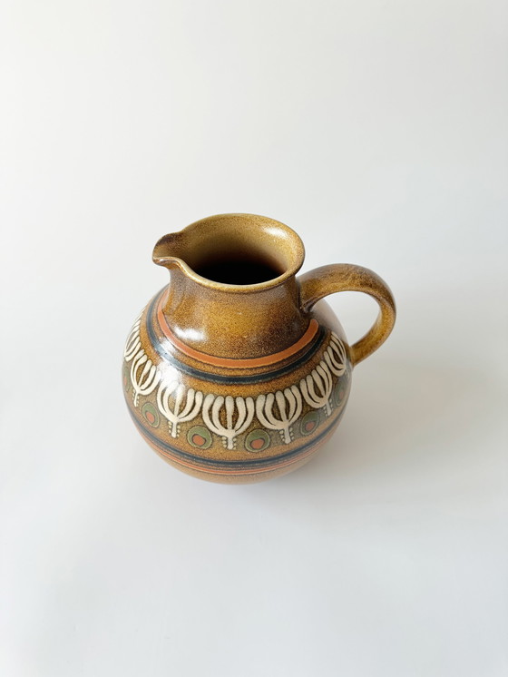 Image 1 of Vintage Kmk Manual Copper Mill Jug With Handle, Ceramic, 1970s, West Germany, Wgp, Studio Ceramics, Retro, Mid - Century
