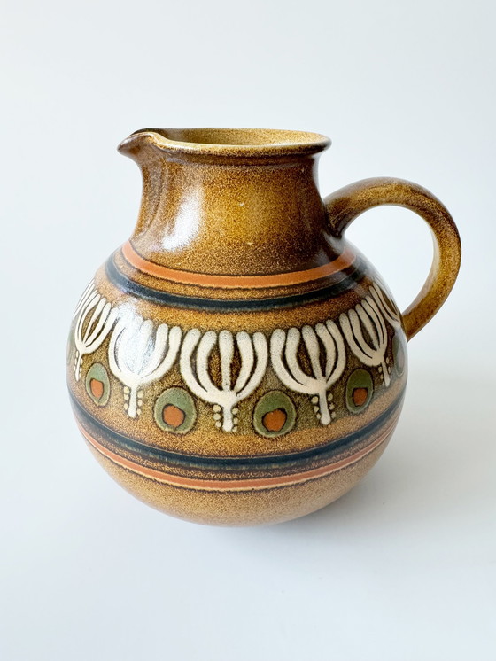 Image 1 of Vintage Kmk Manual Copper Mill Jug With Handle, Ceramic, 1970s, West Germany, Wgp, Studio Ceramics, Retro, Mid - Century