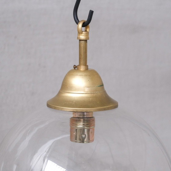 Image 1 of Vintage pendant lamps in clear glass and brass, Italy 1980