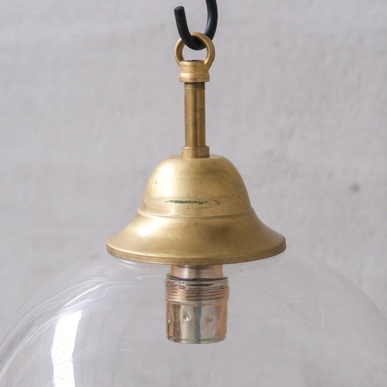 Image 1 of Vintage pendant lamps in clear glass and brass, Italy 1980