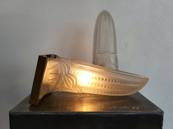 Image 1 of 2x French Art deco wall lamps