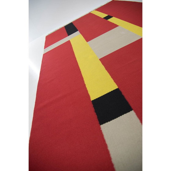 Image 1 of Tappeto vintage Bauhaus con motivo geometrico, Cecoslovacchia, anni '40